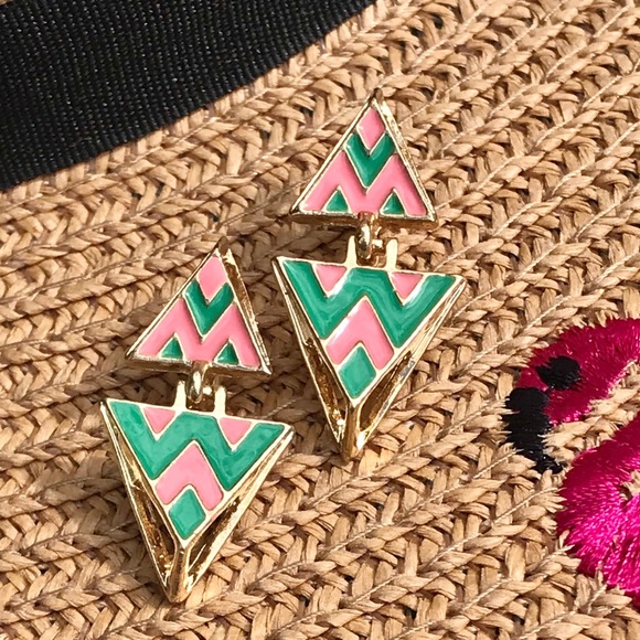 Jewelry - 💖HP💖 Chevron / Gold-Tone Earrings